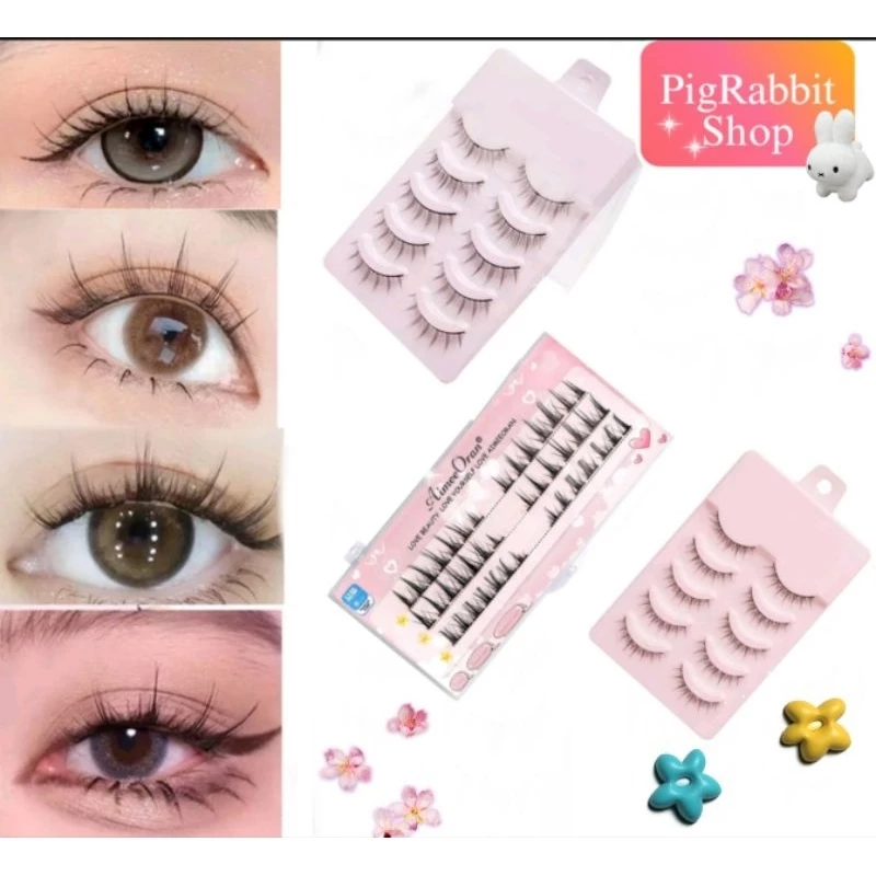 ✨PigRabbitShop ร้านไทย ✨ ขนตาปลอม 3D 5 คู่ ❌ไม่มีกาว❌ ขนตาปลอมธรรมชาติ ขนตาปลอมแบบเป็นช่อ ขนตา ให้ตาคม กลมโตสวยธรรมชาติ