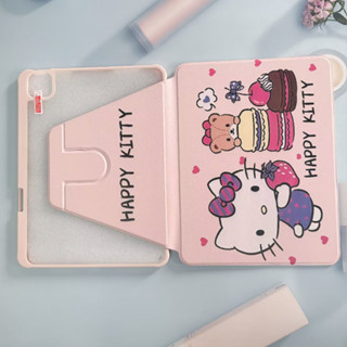 เคสไอแพด gen6 kitty for ipad case Air4/5 gen10 2022 gen7 gen10 pro11 360°หมุนตั้ง/นอนได้ เคสหนังอะคริลิคใส การพิมพ์