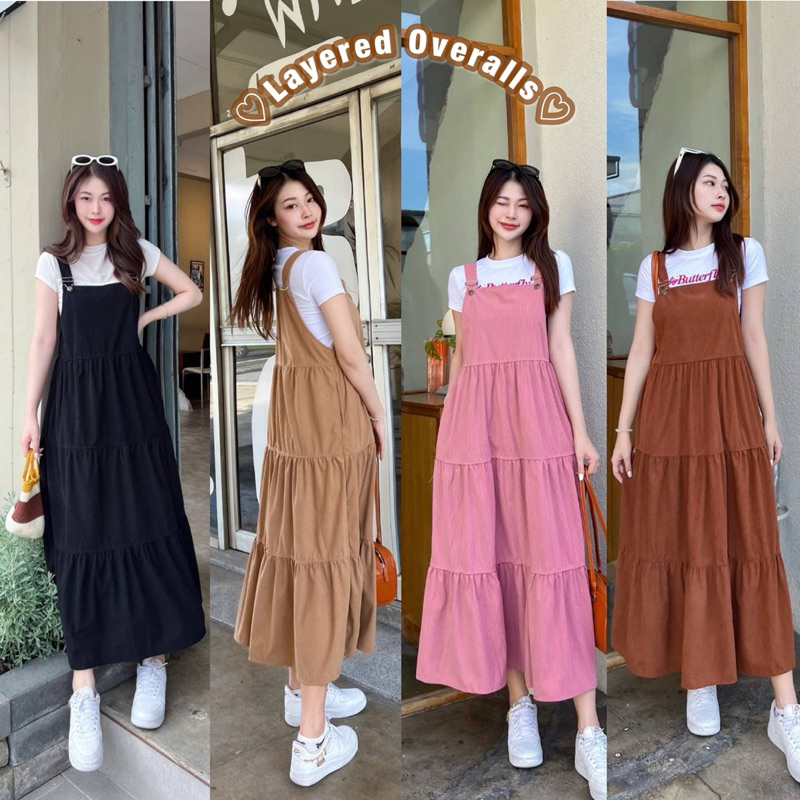 ♡Layered Overalls♡เอี๊ยมยาวระบายชั้น #มีรุ่นหางปลา #มีลายสก็อต #ชุดคลุมท้อง #มุสลิม #อิสลาม