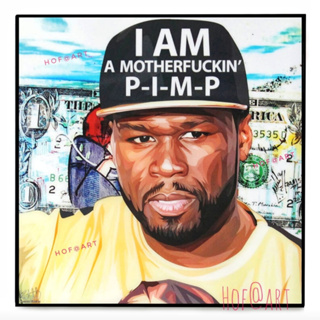 50 Cent #2 นักร้อง แร็พเปอร์ Rapper Hip hop รูปภาพ​ติดผนัง pop art ฮิปฮอป กรอบรูป แต่งบ้าน ของขวัญ