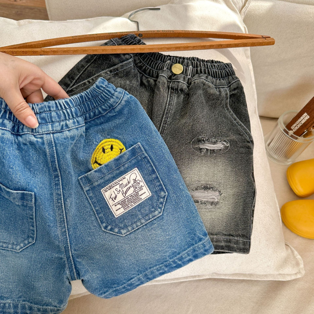 P19 - กางเกงขาสั้นยีนส์ smile สุดเท่