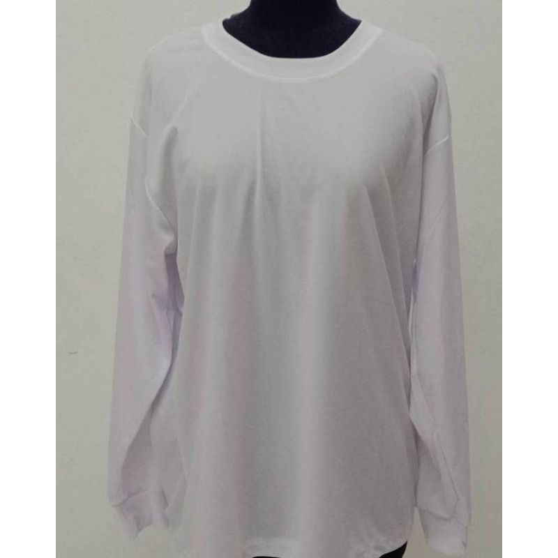 เสื้อยืดคนงาน คอกลม แขนยาว สีขาว ฟรีไซส์ รอบอก 44 นิ้ว จั๊มปลายแขน