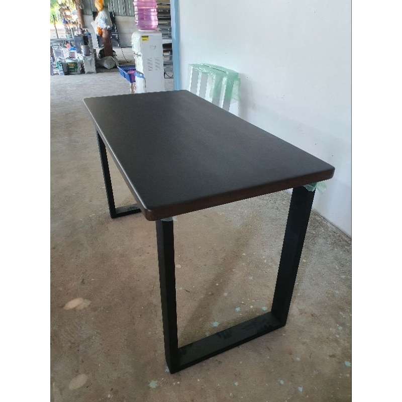 โต๊ะอาหาร โต๊ะทำงาน ไม้ยางพาราประสาน สีโอ๊คด้าน ขาดำ ขนาดกว้าง80cmxยาว120cmxสูง75cm