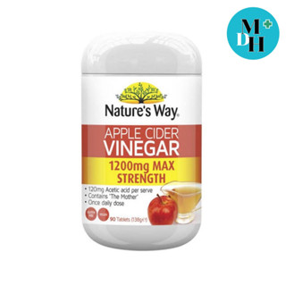 Natures Way Apple Cider Vinegar 1200 mg Max Strength เนเจอร์สเวย์ แอปเปิล ไซเดอร์ เวเนก้า ขนาด 90 เม็ด 20973