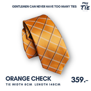 MEN IN TIE เนคไทแบบผูกเอง หน้ากว้าง 8cm รุ่น Orange Check