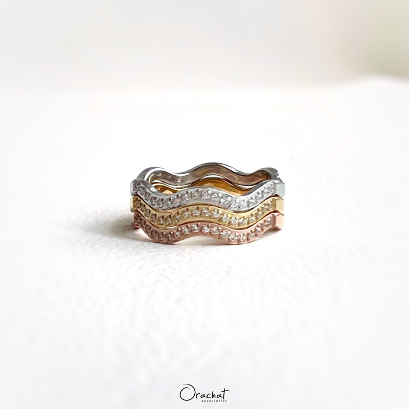 Orachat | Tiny wave 14k ring. (แหวนตัวเรือนสแตนเลส)