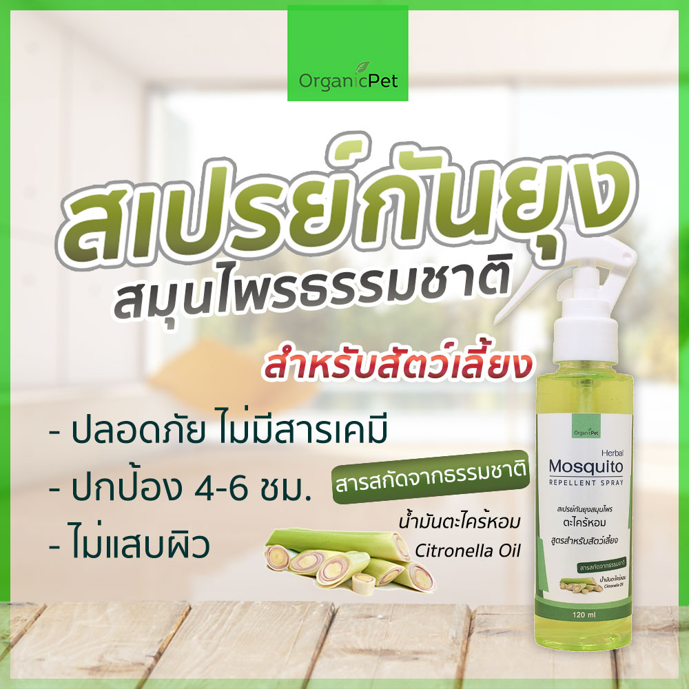 สเปรย์กันยุง สัตว์เลี้ยง ตะไคร้หอม สกัดจากธรรมชาติ ออร์แกนิก (ปลอดภัยกับเด็กและสัตว์เลี้ยง) 120ml