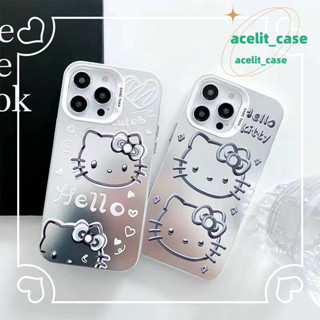 ❤️ส่งของขวัญ❤️ เคสไอโฟน 11 12 13 14 Pro Max HelloKitty เลเซอร์ เรียบง่าย ความนิยม สาวน่ารักหัวใจ Case for iPhone สไตล์วร