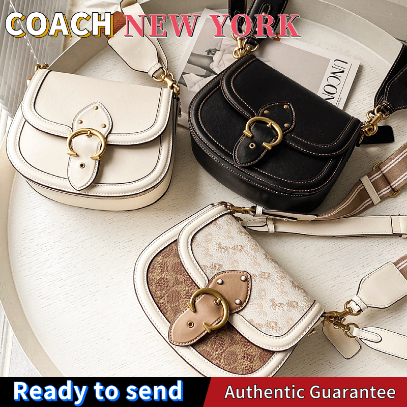 ร้อมส่ง🌟แท้ 💯%Coach Beat series saddle bag กระเป๋าสะพายข้างผู้หญิง （สายสะพายหนา）C3738