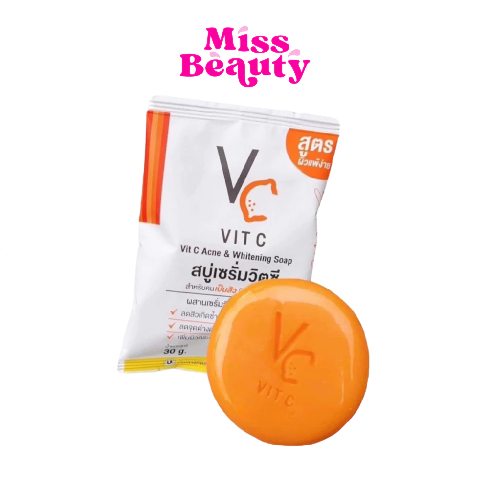 สบู่เซรั่มวิตซี น้องฉัตร VC Vit C Ance & Whitening Soap 30กรัม