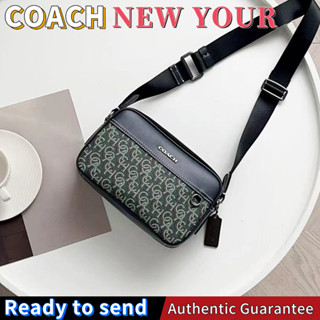 พร้อมส่ง🌟แท้ 💯%Coach กระเป๋าสะพายสุภาพสตรีแบบคลาสสิก presbyopic กระเป๋าสี่เหลี่ยมเล็กซิปคู่ CF484