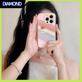 💲คูปองเคลม💲เคสไอโ case for iphone 11 12 สายรุ้งและหมี เคส 14 13 12 11 pro max ซิลิโคนเหลวป้องกันการตกหล่น