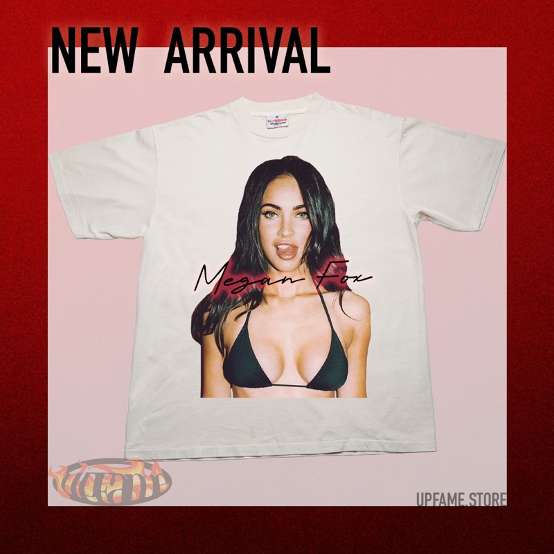 [Upfame.store] Megan Fox 🦊  เสื้อbootleg เสือยืดคอกลม oversize สีขาวเฟด เฟด ป้ายHiptrack (Special Co
