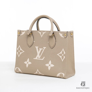 LV ON THE GO PM BEIGE MONOGRAM WHITE CALF GHW MICRO