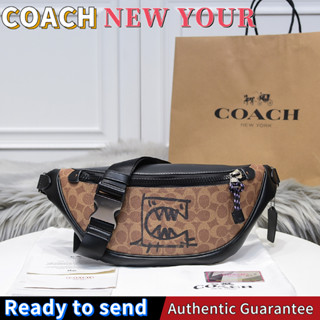 พร้อมส่ง🌟แท้ 💯%Coach กระเป๋าคาดเข็มขัดโลโก้ Little Monsters กระเป๋าคาดเข็มขัดผู้ชาย F75761