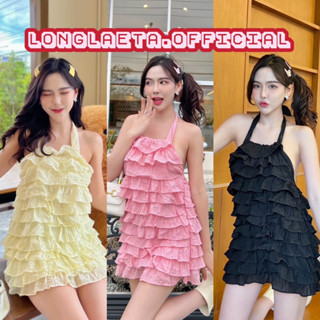𝐆 𝐨 𝐨 𝐝 𝐥 𝐮 𝐜 𝐤 𝐬 𝐡 𝐨 𝐩 เดรสสั้นทรงผูกคล้องคอแต่งระบายชั้นๆน่ารักมาก ชุดไปคาเฟ่