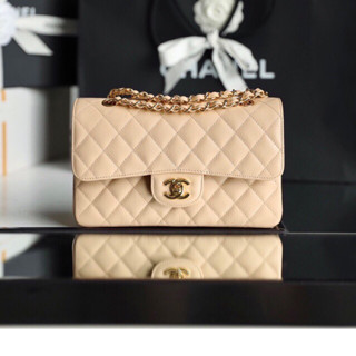 [ทักแชทก่อนสั่งซื้อ] Chanel  Classic  size 23  สีเบจ อุปกรณ์ครบ fullset