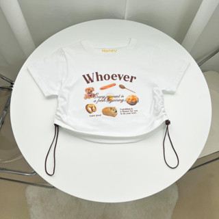 เสื้อครอป รูดข้าง ลาย Whoever