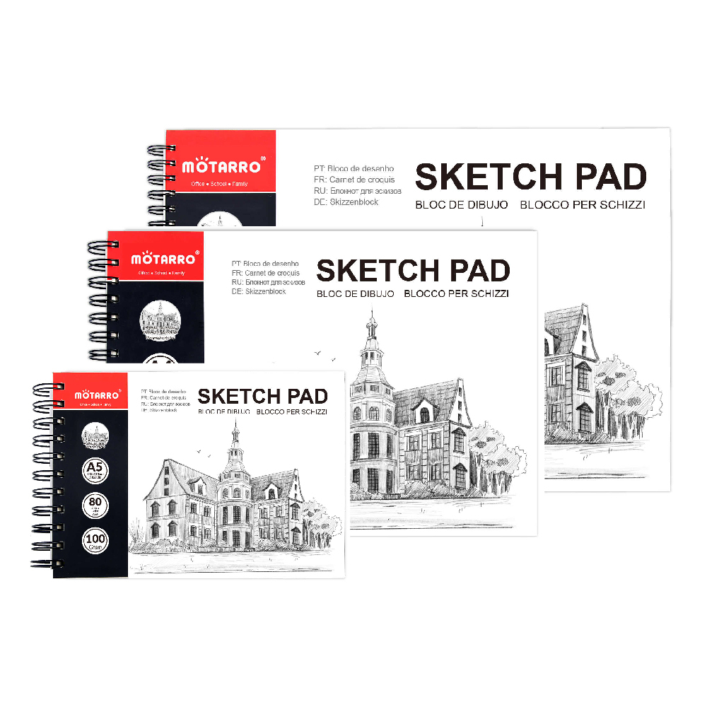 MOTARRO สมุดสเก็ต สมุดสเก็ตซ์ภาพ สมุดวาดเขียน ริมลวด 100g/ 80 แผ่น Sketch Book A5 A4 A3 MP129-1,2,3
