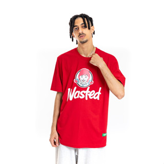 KUSH Co. WASTED (สีแดง) Classic T-Shirt Mens Cotton Street Style Trendy Short Sleeve