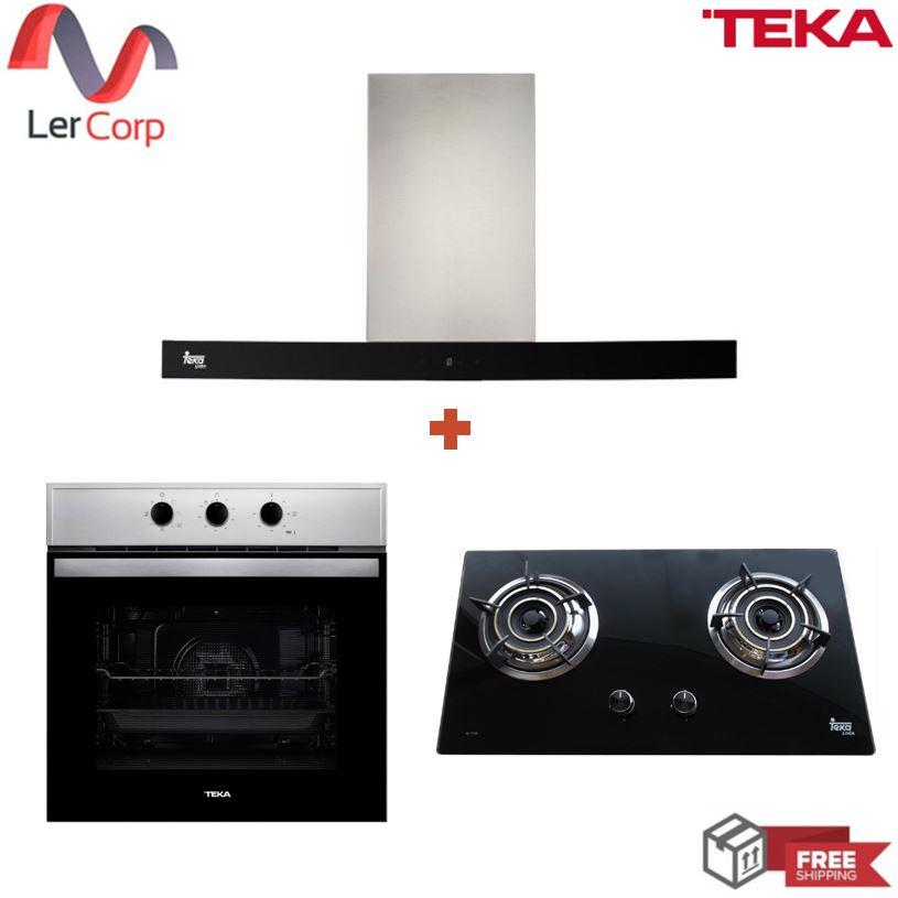(TEKA) เตาแก๊ส GL 73 2G AI AL 2TR + เครื่องดูดควัน รุ่น LDH TC 90.1 + เตาอบมัลติฟังก์ชั่น HBB 615 GD