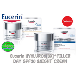 Eucerin HYALURON [3X]+ FILLER DAY BRIGHT CREAM SPF 30 &amp;NIGHT CREAM 50ml วันหมดอายุดูในรายละเอียดสินค้า