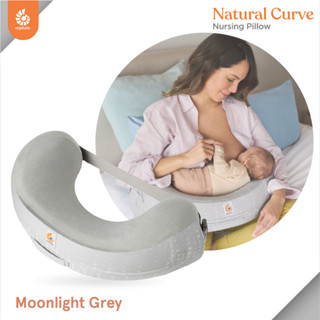 Nursing Pillow Natural Curve : Moonlight Grey with Strap EGNPAGRYSTP