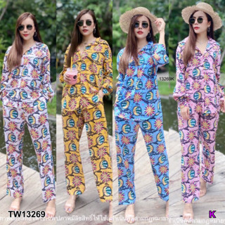 TW13269 Set 2 ชิ้น เสื้อเชิ้ตแขนยาว+กางเกงขายาว