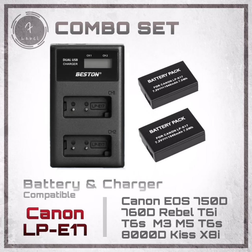 แบตกล้อง Canon LP-E17 + แท่นชาร์จ สำหรับกล้อง Canon EOS RP M3 M5 M6 750D 760D T6I T6S 8000D KISS X8i