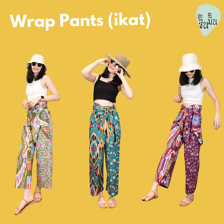 กางเกงขายาว Wrap Pants two colors made by Indian cotton (ikat)