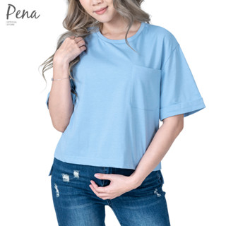 Pena house เสื้อยืดเบสิคทรงครอป หน้าสั้นหลังยาว PBTS082201