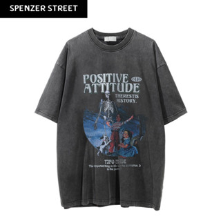 Spenzer.street | 🖤 Positive attitude โอเวอร์ไซส์ เสื้อผ้าสตรีท เกาหลี y2k แฟชั่น ทราวิส 2pac ฮิต 2023 มาใหม่