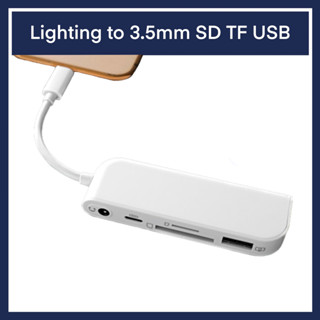 3.5mm Adapter OTG IP / Android to USB / SD / TF Card Reader 5 in 1 SDCard สำหรับ Iphone photo USB-C Type-c MicroSD Micro