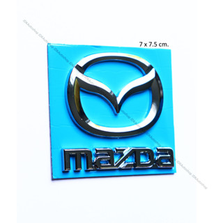 โลโก้ ตัวนูน 3D M MAZDA สีเงินโครเมี่ยม สำหรับ MAZDA ขนาด 7 x 7.5 cm.