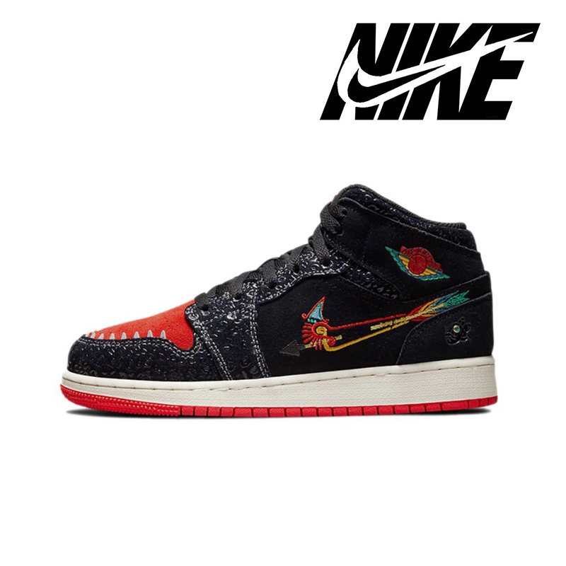Nike Air Jordan 1 Mid SE "Siempre Familia" Mid Top Retro Sneakers GS Black แท้ 100%