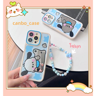 🎁ส่งของขวัญ🎁เคสไอโฟน สำหรับ 11 14 for iPhone Case 13 12 Pro Max การ์ตูน ลูกสุนัข โซ่มุก กันกระแทก เคสนิ่ม เคสโทรศัพท์