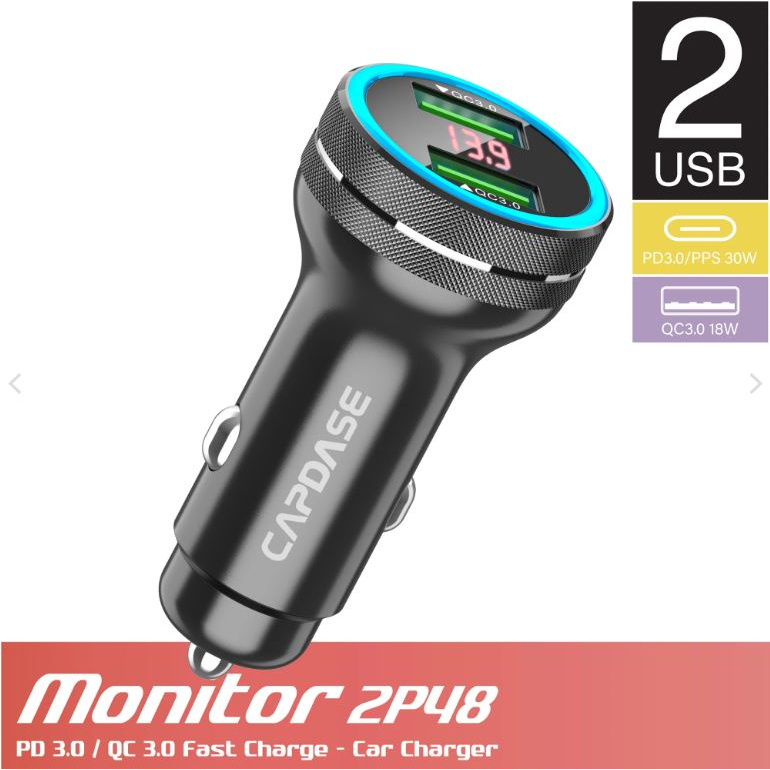 ที่ชาร์จในรถ Capdase Rapider Super 2P48 Monito QC3.0/USB-C PD3.0 r Car Charger