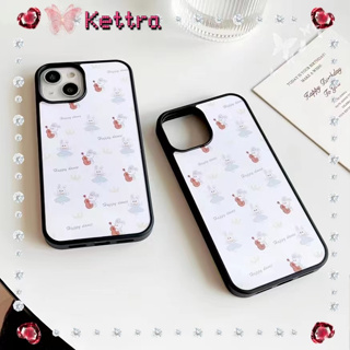 💜Kettra💜การ์ตูน กระต่าย หวานสวย สีขาว เล็กและสด iPhone 11 14 pro max ป้องกันการหล่น ขอบเต็ม ขอบดำ case for iPhone 12 13