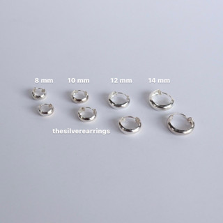 silver 925, ต่างหูเงินแท้ : โอกลม ขนาดความกว้าง 4 mm