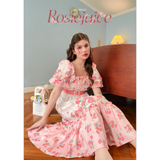 R155 Rosiejuice : Maxi Dress เดรสยาวลายพิมพ์ลายกุหลาบ