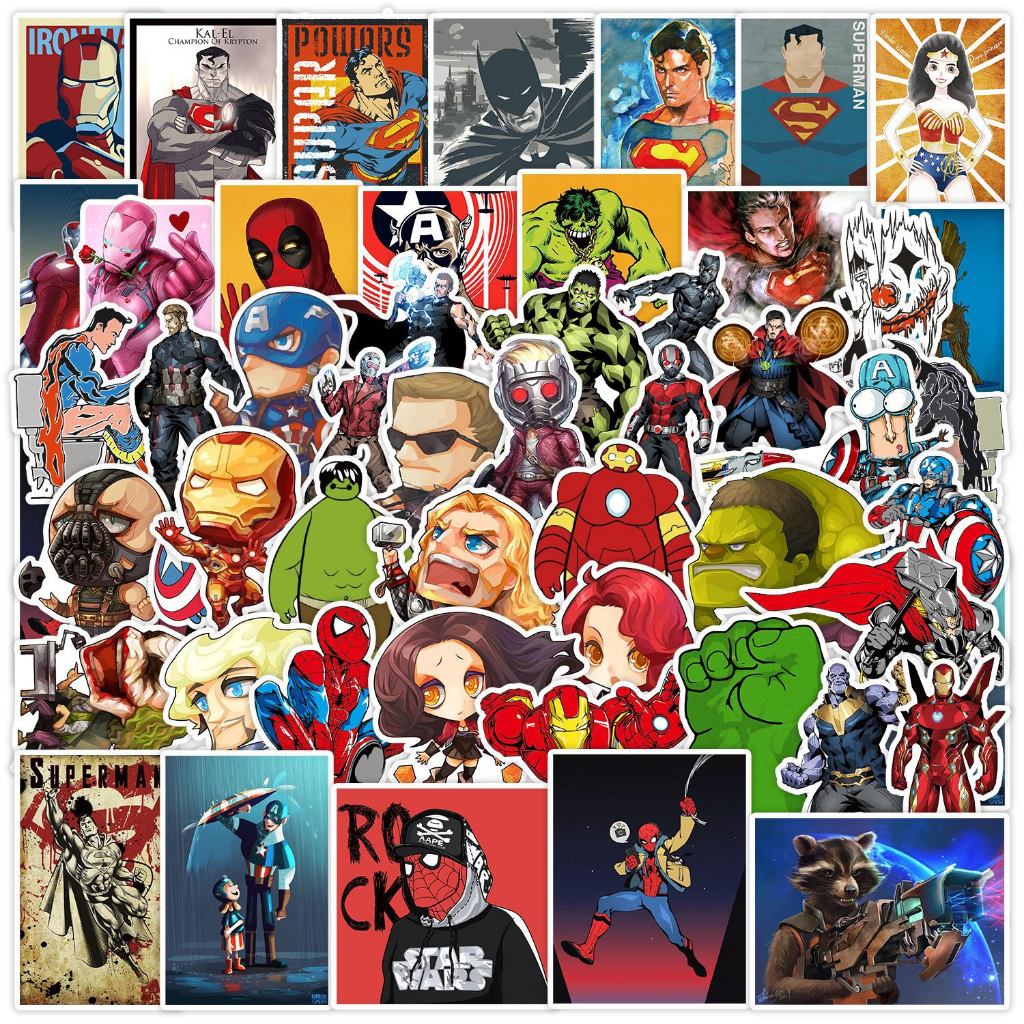 พร้อมส่ง ANIME MARVEL DISNEY sticker สติกเกอร์กันน้ำรูปแบบที่แตกต่างกัน 50 ชิ้น ราคาถูก Shopee Lazada
