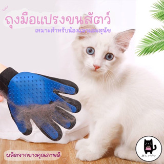 ถุงมิอแปรงขนสัตว์เลี้ยง ถุงมือรูดขน อุปกรณ์แปรงขนแมว มี 2 สี