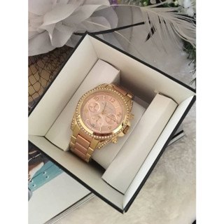 (ส่งฟรี) นาฬิกา Michael Kors Blair Two-Tone Chronograph Ladies Watch สีทอง+โรสโกลด์ หน้าปัด 39 มม. กล่อง Watch Station