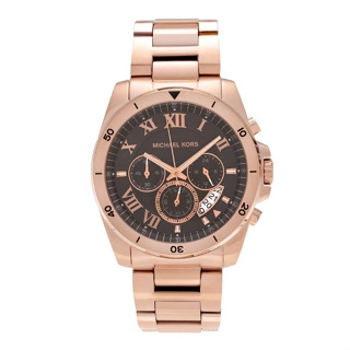 MICHAEL KORS MK8563 44 มม. Brecken Grey Dial นาฬิกาโรสโกลด์โครโนกราฟสำหรับผู้ชาย