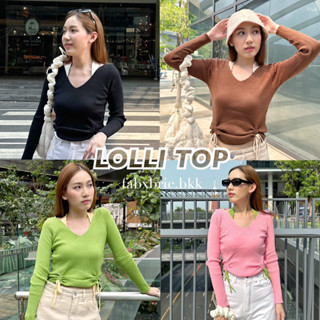 -🌈 LOLLI TOP เสื้อไหมพรมแขนยาว Two-Tone คล้องคอ รูดหน้า สไตล์เกาหลี สีสันสดใส เสื้อสีทูโทน -