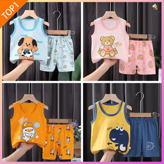 เสื้อกล้ามเด็ก  เสื้อ+กางเกงขาสั้น ชุดเซท2 ชิ้น ผ้านิ่ม ใส่สบาย พร้อมส่ง