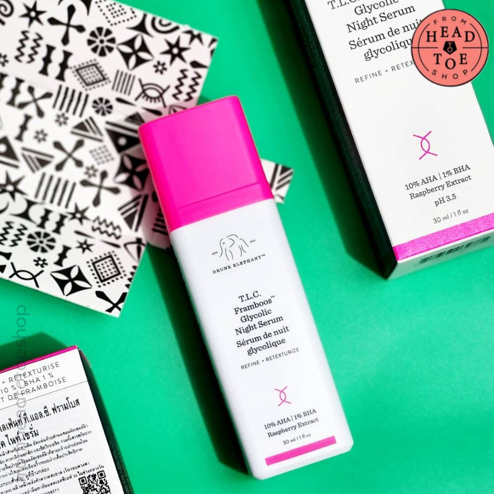 เหลือ 749 ฿ โค้ด [เก็บโค้ดหน้าร้าน] พร้อมส่ง Drunk Elephant T.L.C. Framboos™ Glycolic Night Serum