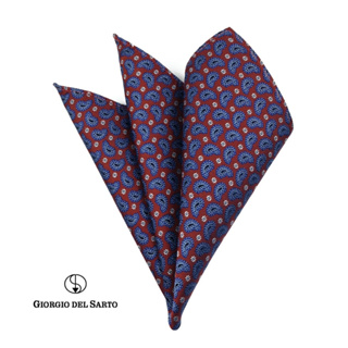 GIORGIO DEL SARTO Silk Orange Pocket Square ผ้าเสียบสูทสีส้มผ้าไหม 100%Silk