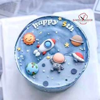 เซ็ทตกแต่งเค้ก Space 6ชิ้น / cake topper ตุ๊กตา ตกแต่งเค้ก ธีมอวกาศ จรวด นักบินอวกาศ ดาวเสาร์