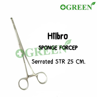 คีมหนีบสำลี (Forester Sponge Forcep) ยาว 25 cm ปลายตรง ยี่ห้อ Hibro 6039